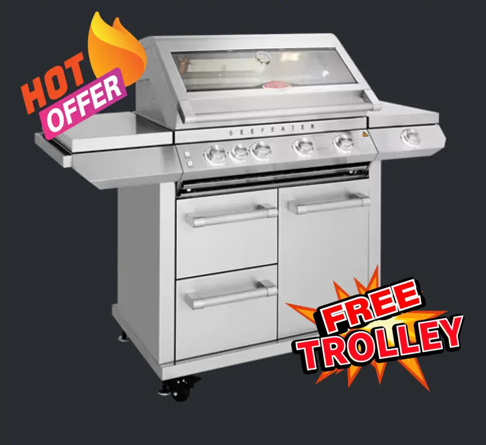 Beef Eater Bbf7645Sa 7000 Premium 4 Burner Built In Bbq With Free Btr7942Sa Trolley With Side