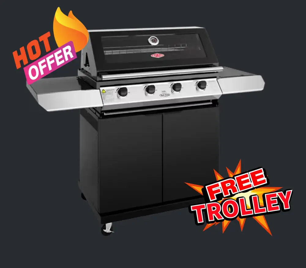 Beef Eater Bbg1240Bb 1200 Series 4 Burner Lpg Built - In Bbq With Free Btr1241Bb Trolley With Side