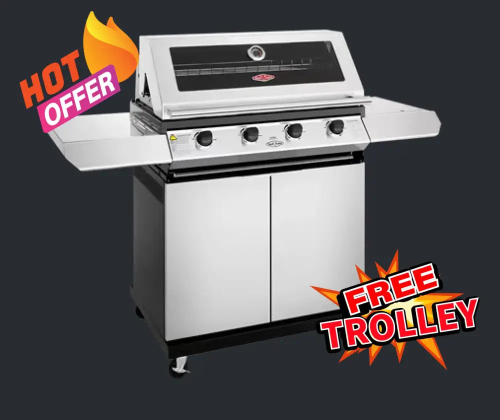 Beef Eater Bbg1240Sb 1200 Series 4 Burner Lpg Built - In Bbq With Free Btr1241Sb Trolley With Side