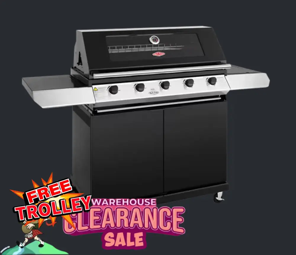 Beef Eater Bbg1250Bb 1200 Series Black Enamel 5 Burner Built In Bbq With Free Btr1251Bb Trolley