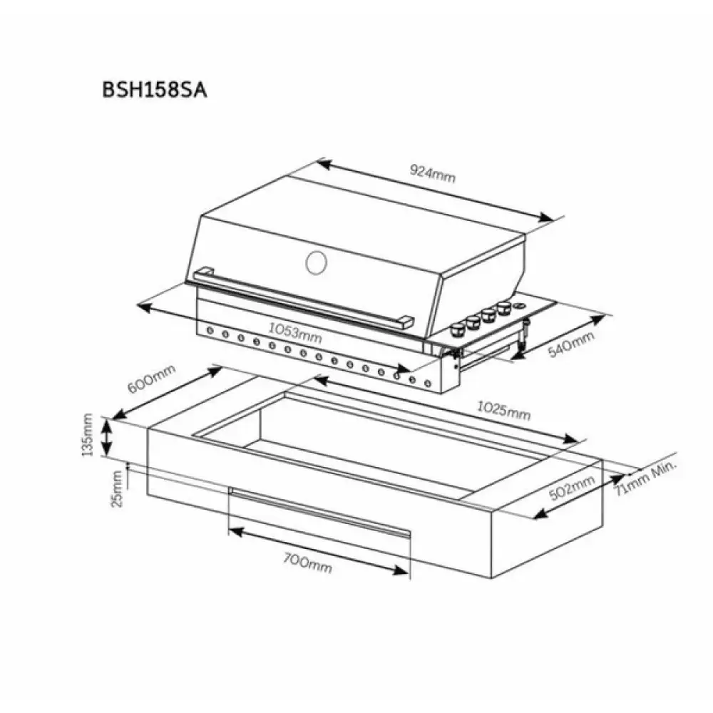 Beefeater Bsh158Sang Signature Proline 6 Burner Built-In Natural Gas Bbq With Hood