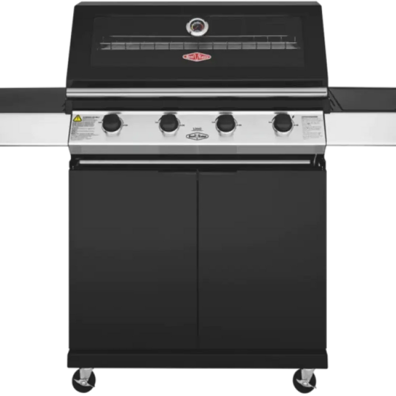 Beefeater Bmg1241Bb 1200 Series Black Enamel 4 Burner Bbq & Trolley W/ Side