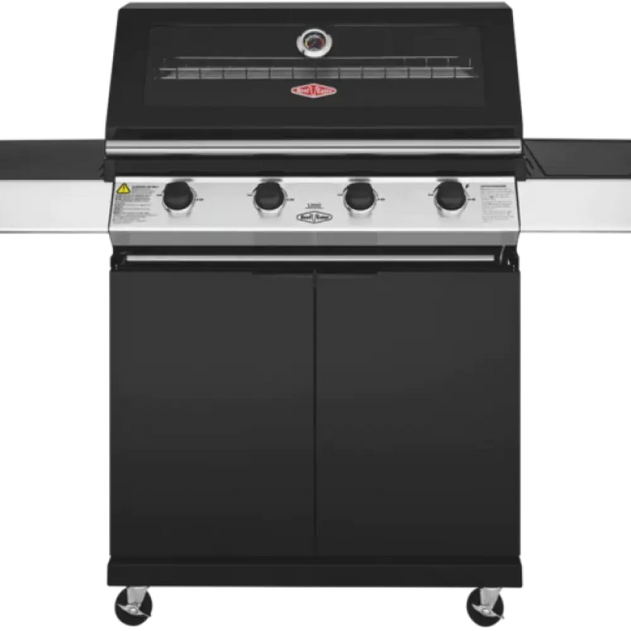 Beefeater Bmg1241Bb 1200 Series Black Enamel 4 Burner Bbq & Trolley W/ Side