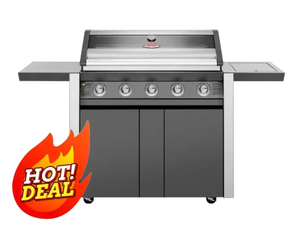 Beefeater Bmg1651Da 1600 Series Dark 5 Burner Bbq & Trolley With Side Shelves And