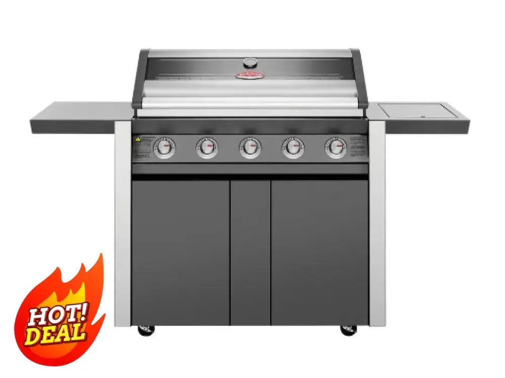 Beefeater Bmg1651Da 1600 Series Dark 5 Burner Bbq & Trolley With Side Shelves And