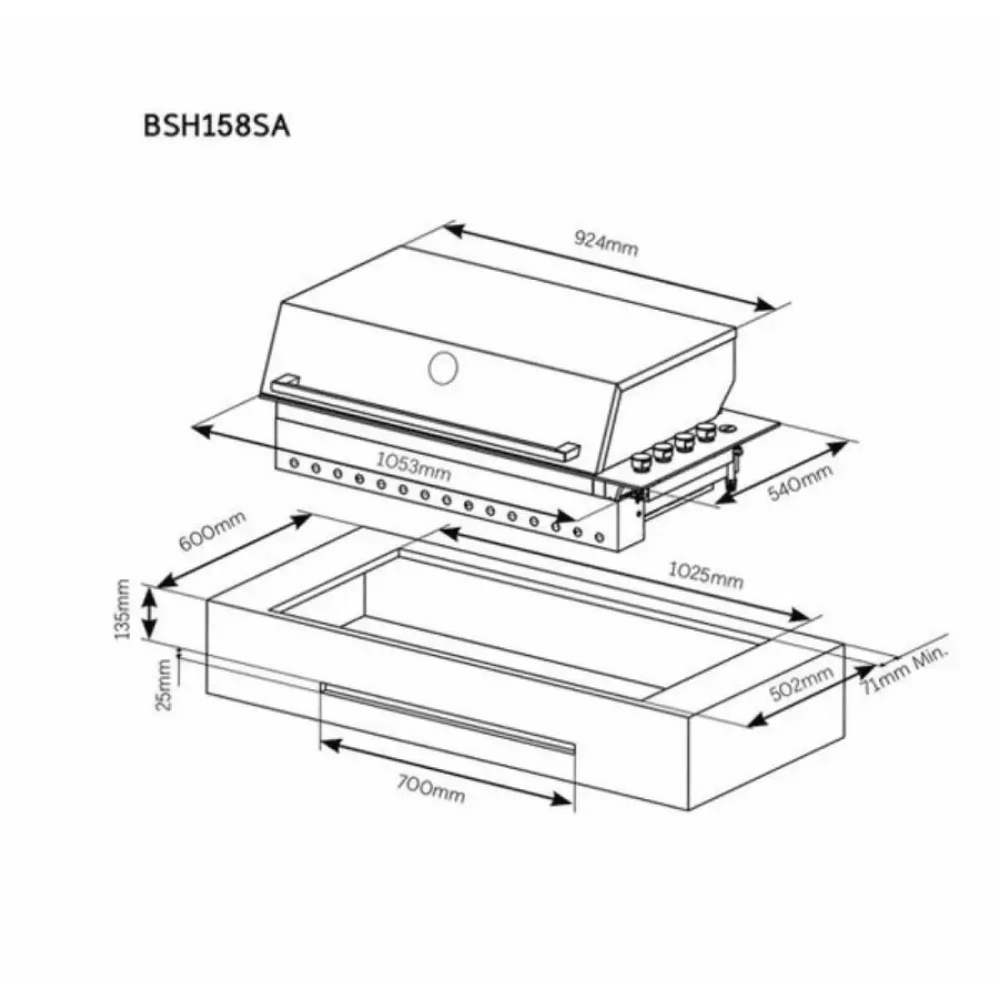 Beefeater Bsh158Sang Signature Proline 6 Burner Built-In Natural Gas Bbq With Hood