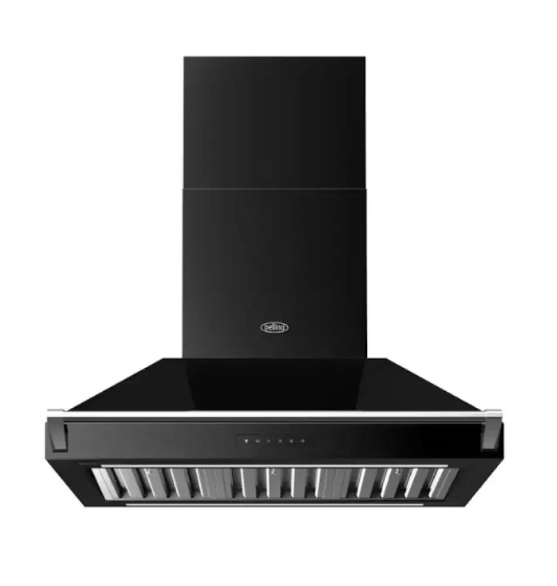 Belling BPC90BR 90cm Classic Canopy Rangehood with Chrome Rail Black Rangehood