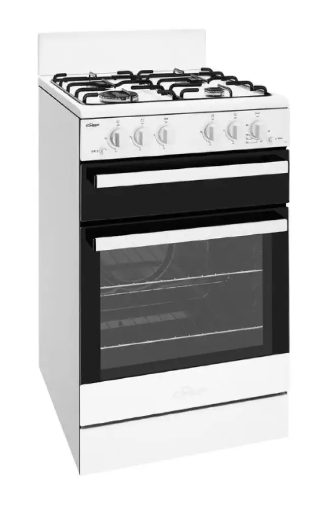 CHEF CFG503WCH 54cm 4 Zone Gas Freestanding Upright Cooker White Oven