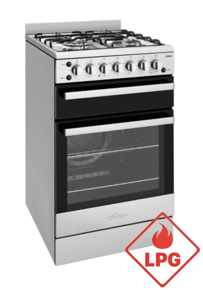 Chef Cfg517Sblp 54Cm Freestanding Lp Gas Cooker Upright
