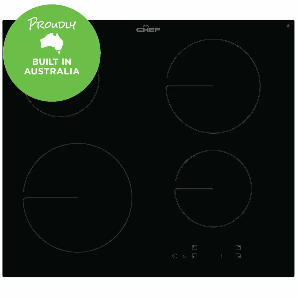 Chef Chc644Bb. 60Cm 4 Zone Ceramic Cooktop