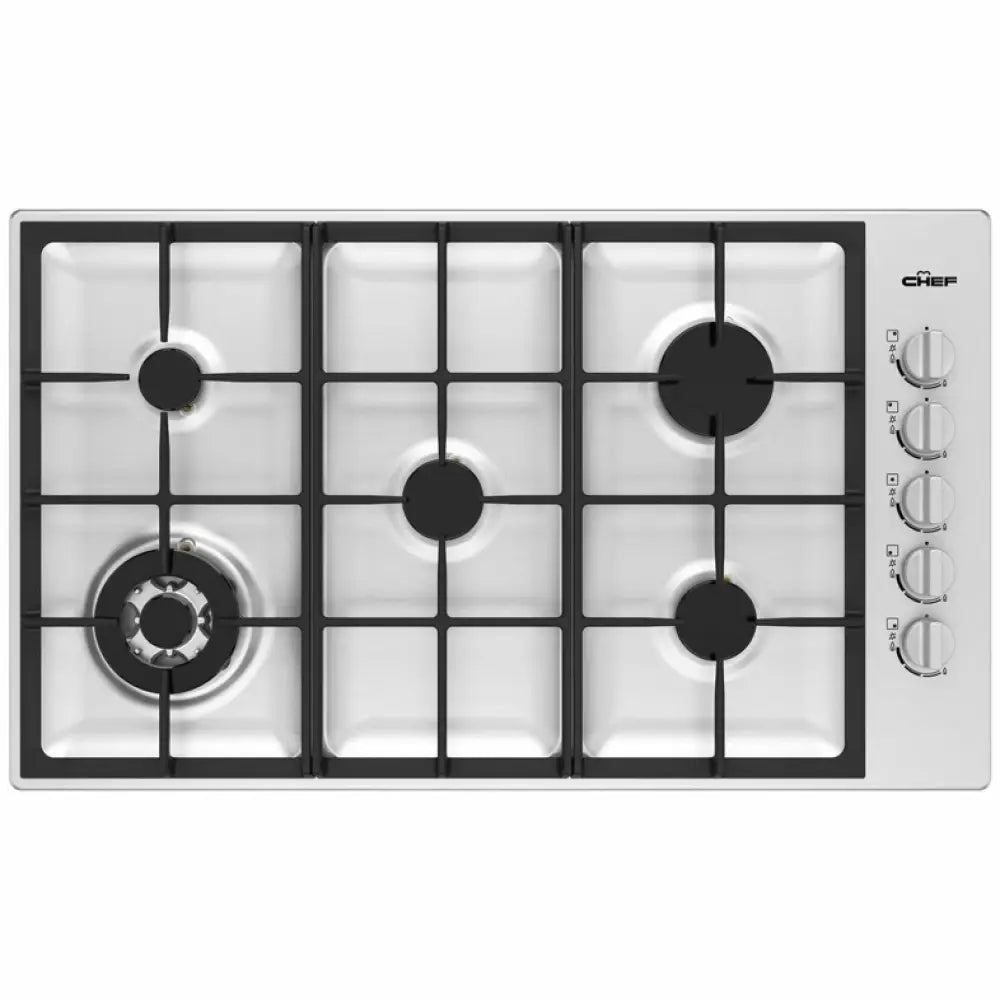 Chef Chg954Sc 90Cm 5 Burner Gas Cooktop Stainless Steel Cooktop