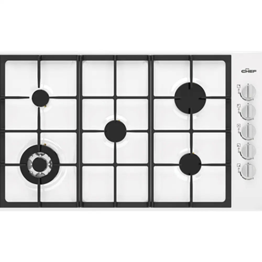 Chef Chg954Wc 90Cm 5 Burner Gas Cooktop White Cooktop