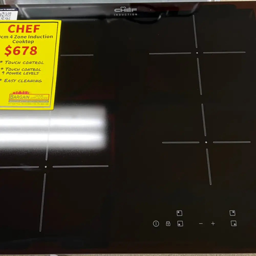 Chef Chi644Bb 60Cm 4 Zone Induction Cooktop
