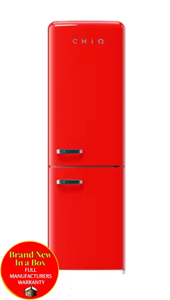 Chiq Crbm228Nr3 231L Retro Style Bottom Mount Red Fridge