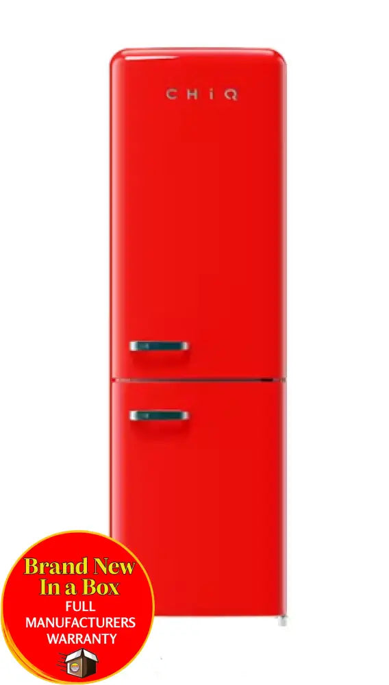 Chiq Crbm228Nr3 231L Retro Style Bottom Mount Red Fridge