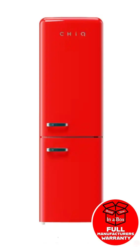 Chiq Crbm228Nr3 231L Retro Style Bottom Mount Red Fridge