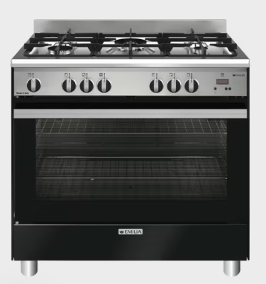 Emilia EM965GGMB 90cm Matt Black Cooker With Fan Assisted Gas Oven