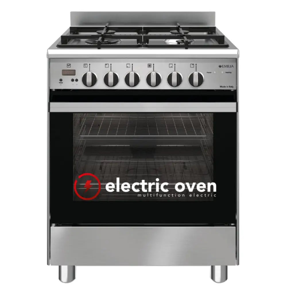 Emilia Em664Ge 60Cm Stainless Steel Duel Fuel Cooker With Electric Oven Upright