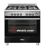 Emilia EM865GEMB 80cm Matt Black Dual Fuel Cooker with Electric Oven Upright