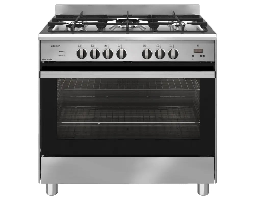 Emilia Em965Ge 90Cm Stainless Steel Dual Fuel Cooker With Electric Oven Upright