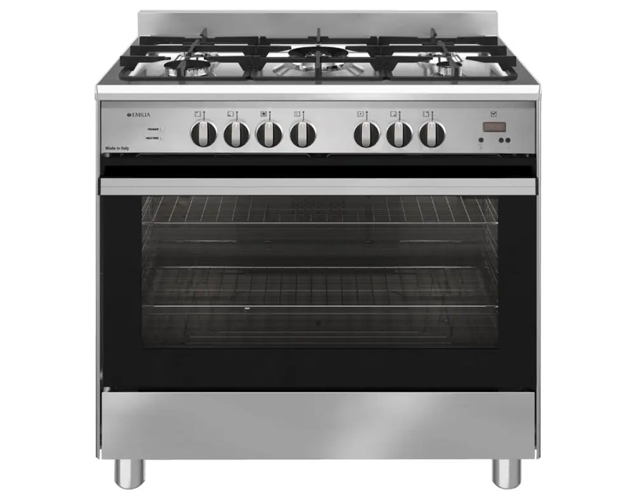 Emilia Em965Ge 90Cm Stainless Steel Dual Fuel Cooker With Electric Oven Upright