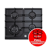 Euro ECT600GBK2 60cm Gas on Glass Cooktop - Bargain Home Appliances