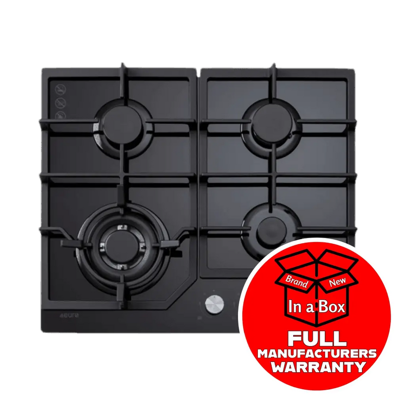 Euro ECT600GBK2 60cm Gas on Glass Cooktop - Bargain Home Appliances