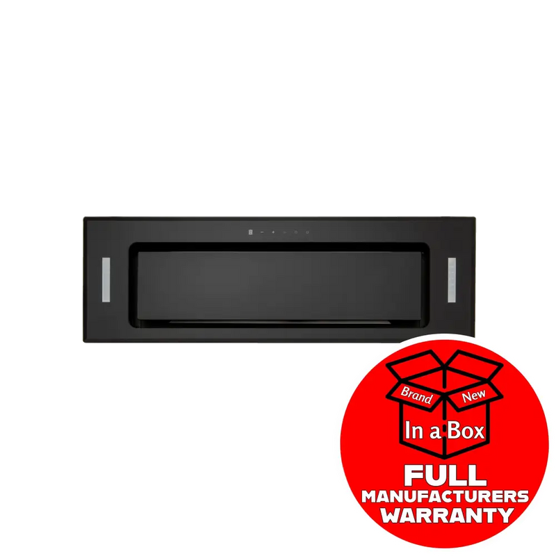 Euro Er90Umbg 90Cm Undermount Rangehood Black Glass