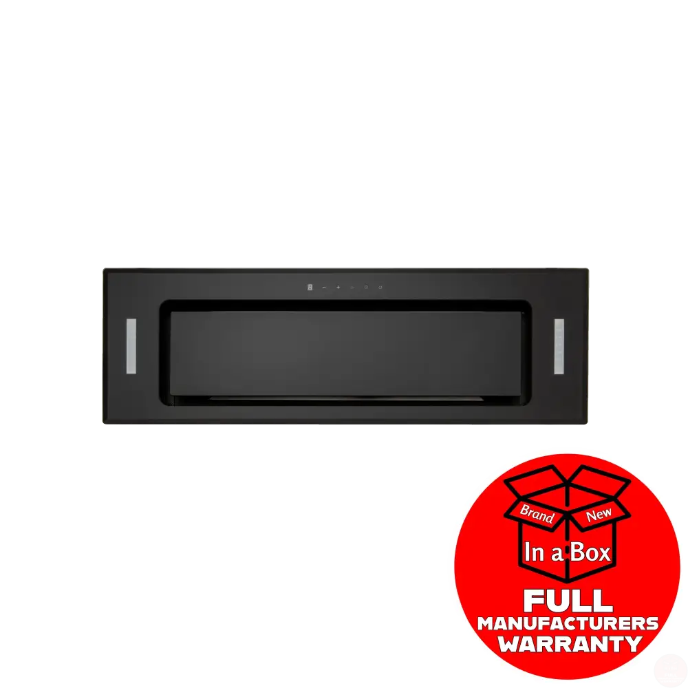 Euro Er90Umbg 90Cm Undermount Rangehood Black Glass