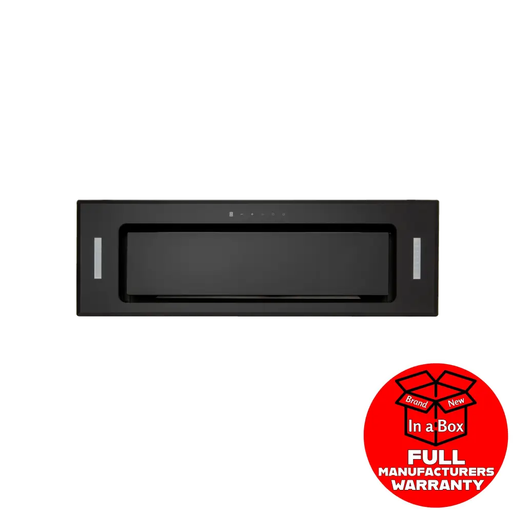 Euro Er90Umbg 90Cm Undermount Rangehood Black Glass