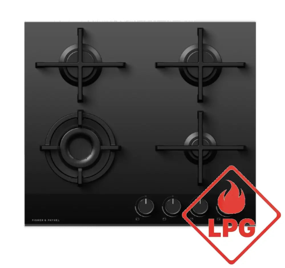 Fisher & Paykel Cg604Dlpgb4 81987 60Cm Gas On Glass Cooktop Lpg