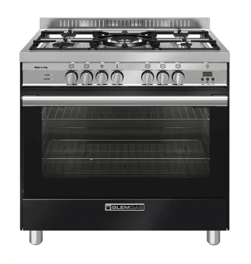 Glem Gas Ga965Gexn Black 90Cm Dual Fuel Cooker Upright
