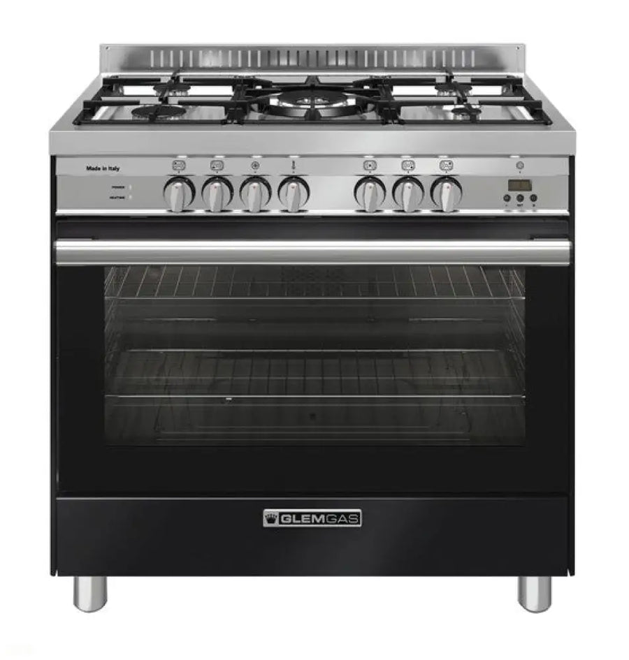 Glem Gas Ga965Gexn Black 90Cm Dual Fuel Cooker Upright