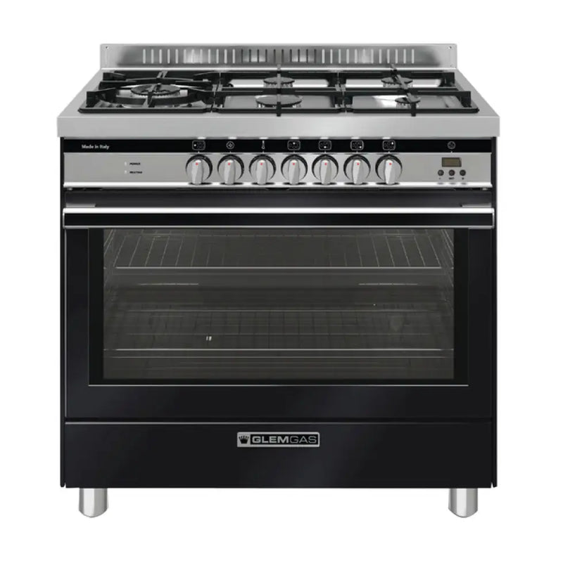 GLEM GS965GEMB 90cm Premium Matt Black Dual Fuel Cooker Upright