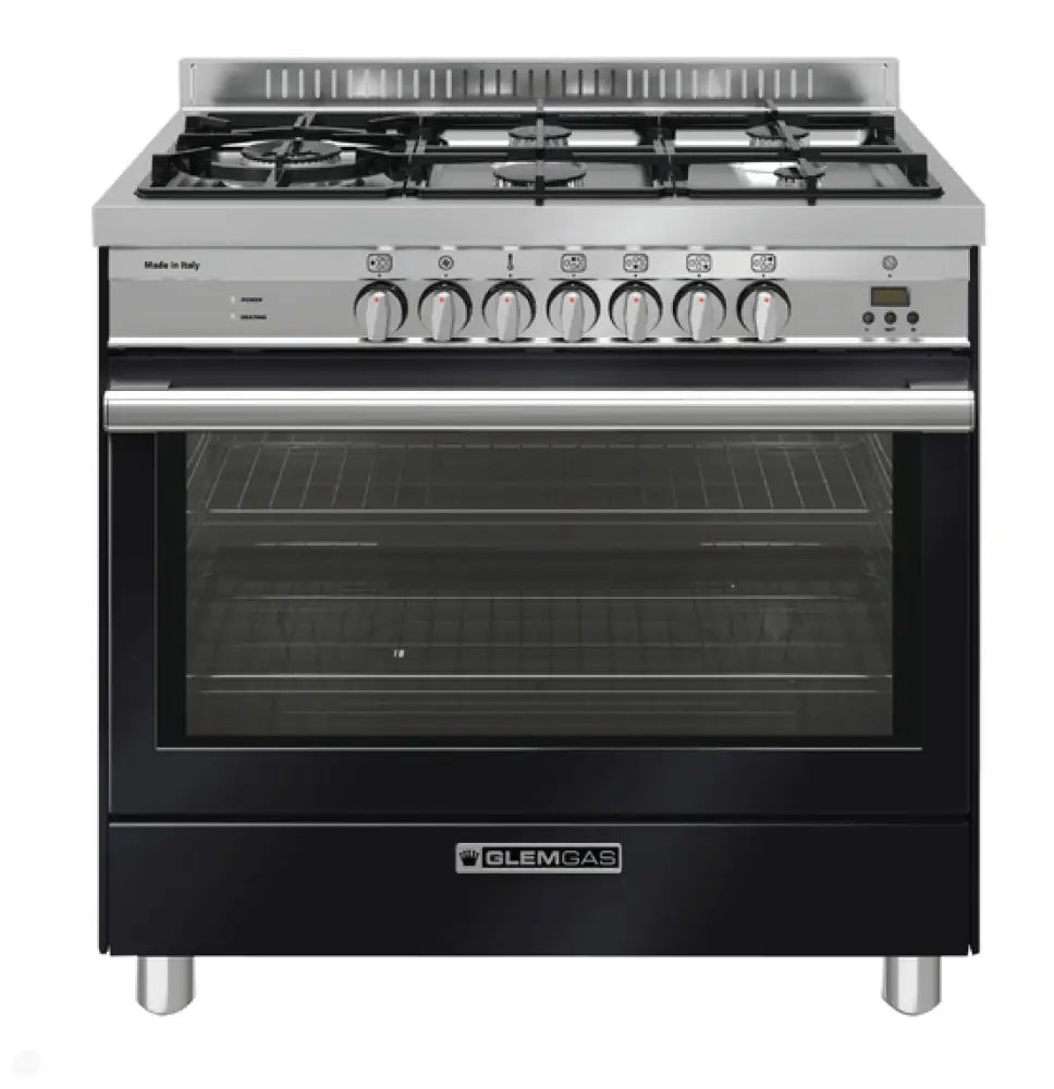 Glem Gas Gs965Gen Gloss Black 90Cm Dual Fuel Cooker Upright