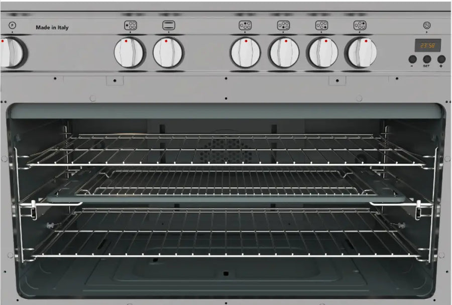 Glem Gs965Ggn Gloss Black 90Cm Fan Assisted Gas Oven Upright