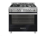 Glem Gs965Ggn Gloss Black 90Cm Fan Assisted Gas Oven