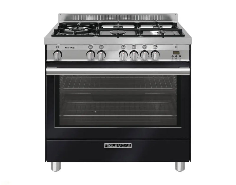 Glem Gs965Ggn Gloss Black 90Cm Fan Assisted Gas Oven