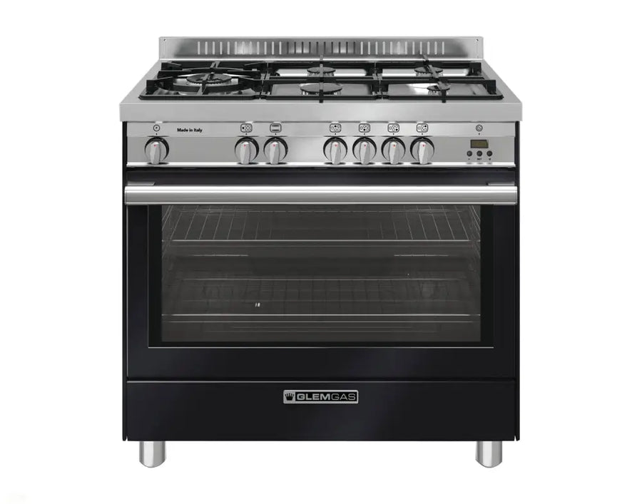 Glem Gs965Ggn Gloss Black 90Cm Fan Assisted Gas Oven
