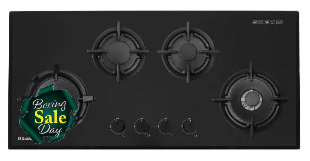 Goldline Sab4Glb Black Glass 93Cm Ng Gas Cooktop