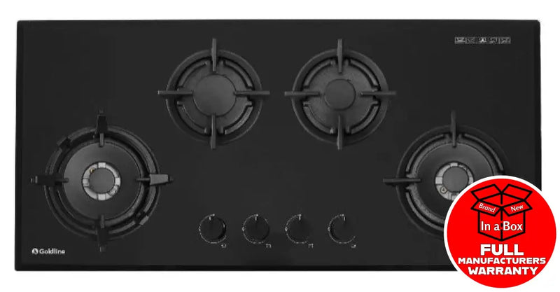 Goldline Sab4Glb Black Glass 93Cm Ng Gas Cooktop