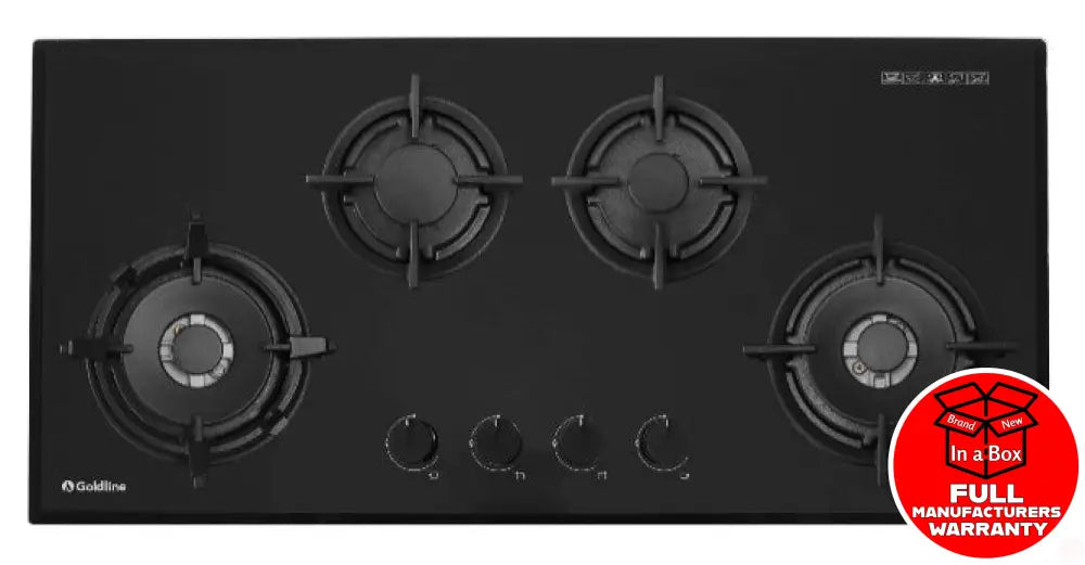 Goldline Sab4Glb Black Glass 93Cm Ng Gas Cooktop