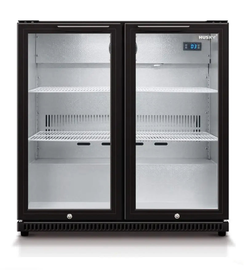 Husky Hus-C2-840-Blk 190L Double Door Back Bar Fridge
