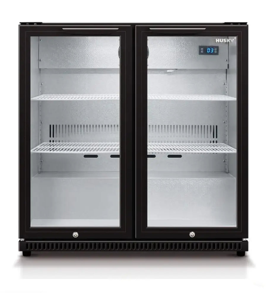 Husky Hus-C2-840-Blk 190L Double Door Back Bar Fridge