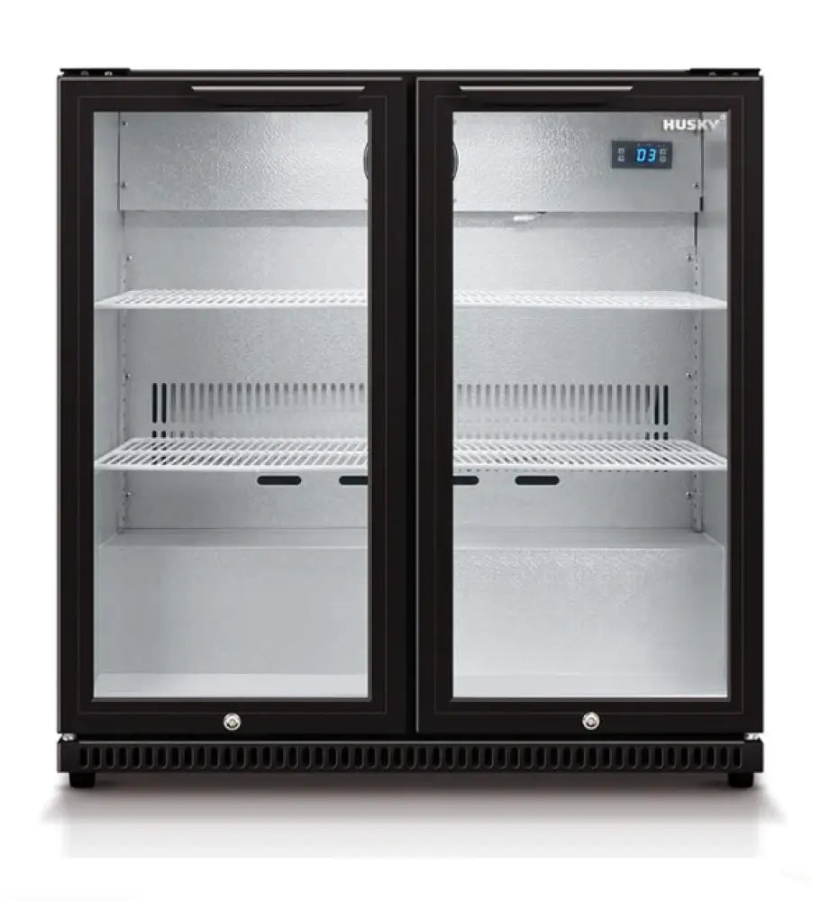 Husky Hus-C2-840-Blk 190L Double Door Back Bar Fridge