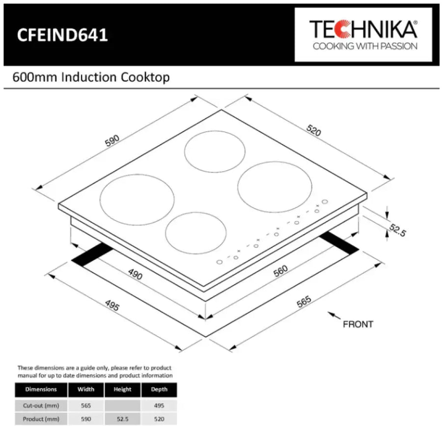 Technika CFEIND641 60cm 4 Zone Induction Cooktop Cooktop