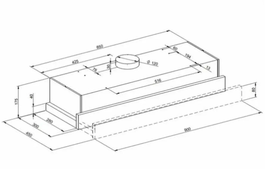 Tisira Wprs90Asl 90Cm Slideout Rangehood *