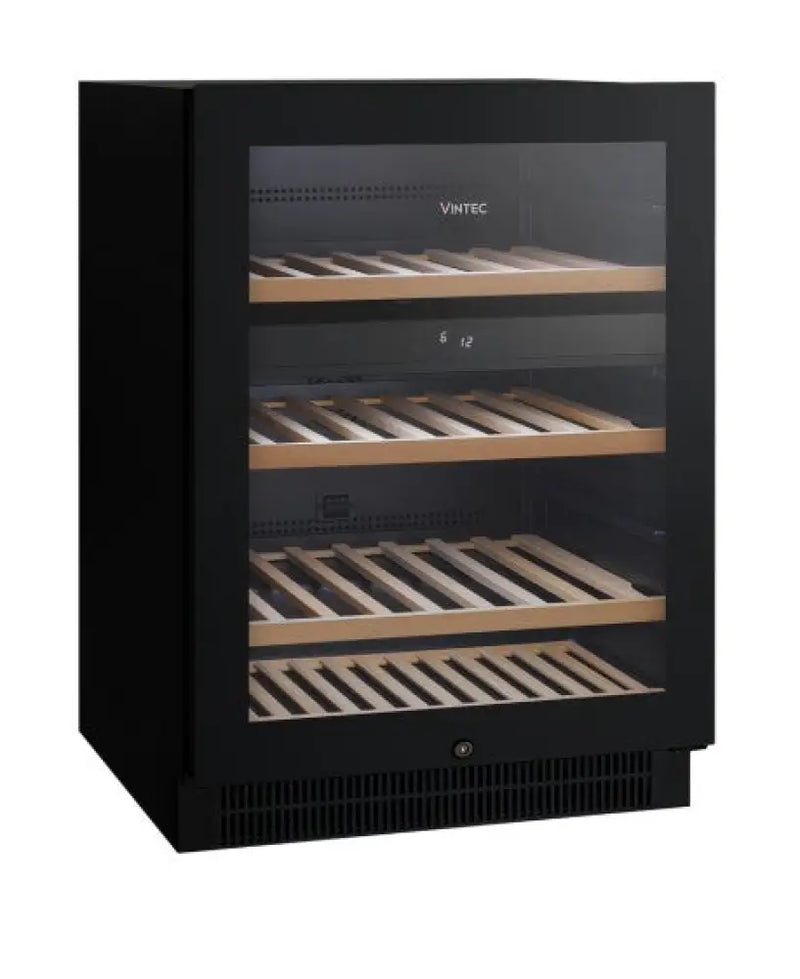 Vintec Vwd050Sbb-X Dual Zone 50 Bottle Wine Cabinet Black Glass Fridge