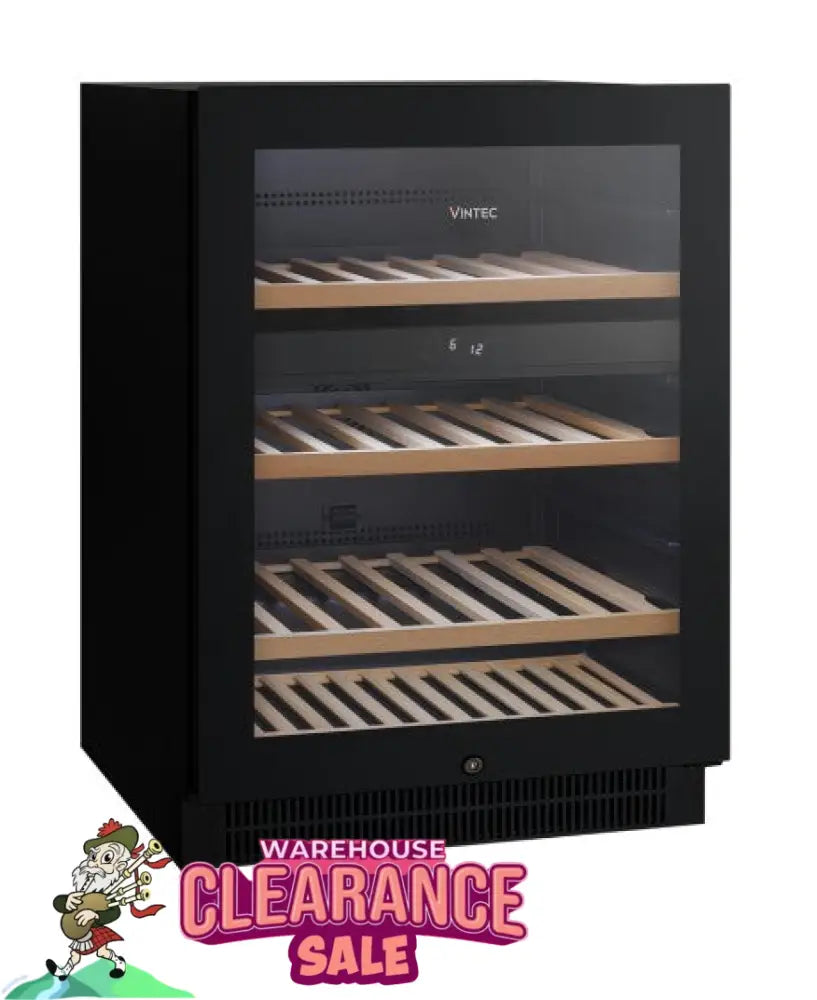 Vintec Vwd050Sbb-X Dual Zone 50 Bottle Wine Cabinet Black Glass Fridge