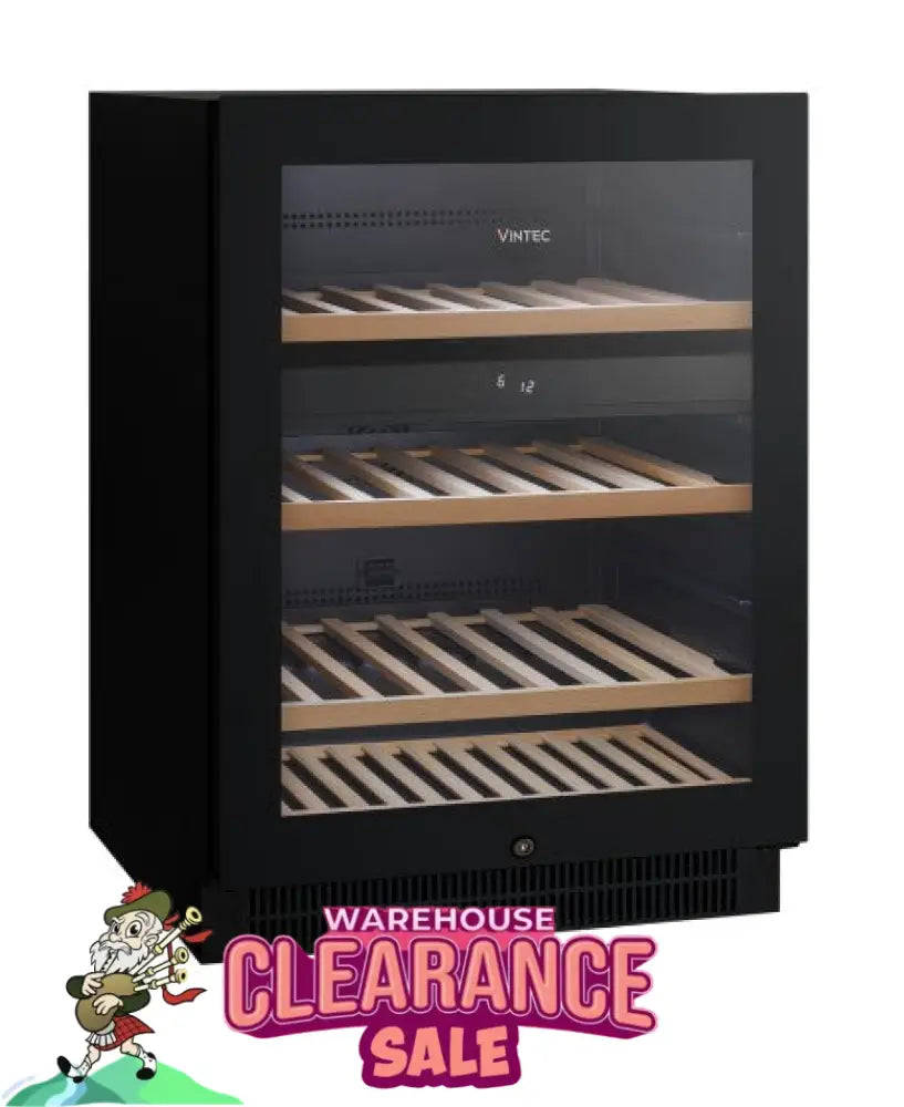 Vintec Vwd050Sbb-X Dual Zone 50 Bottle Wine Cabinet Black Glass Fridge